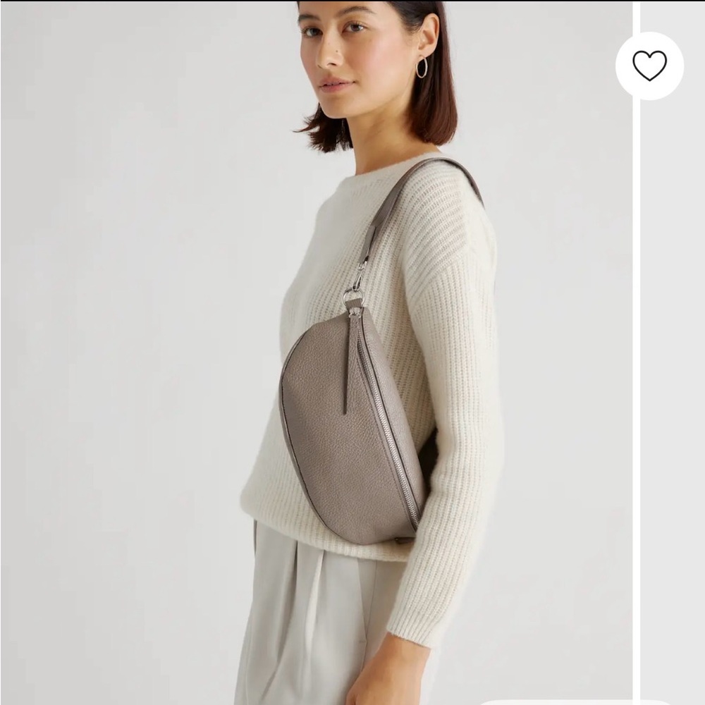 Italian pebble leather sling bag by Quince in color Mink - Picture 2 of 11